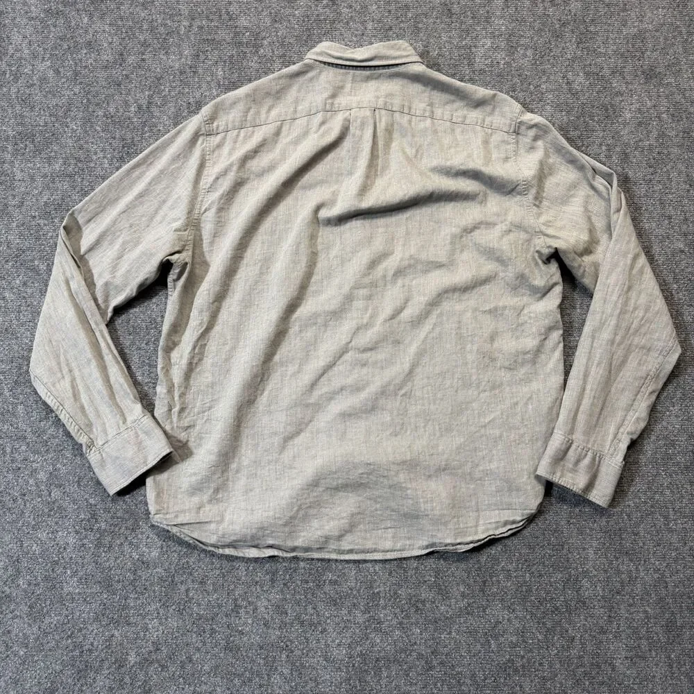 J.Crew Classic Men's XL Gray Herringbone Cotton Button Down Long Sleeve Shirt